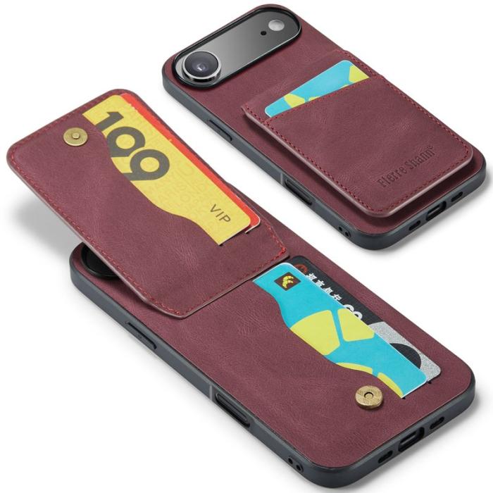 FIERRE SHANN - FIERRE SHANN 023 iPhone Air Fodral Äkta läder - Vinröd