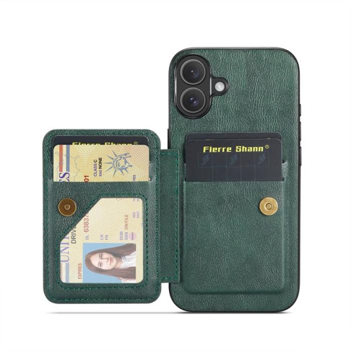 FIERRE SHANN - FIERRE SHANN 024 för iPhone 17 Fodral Äkta läder - Grön