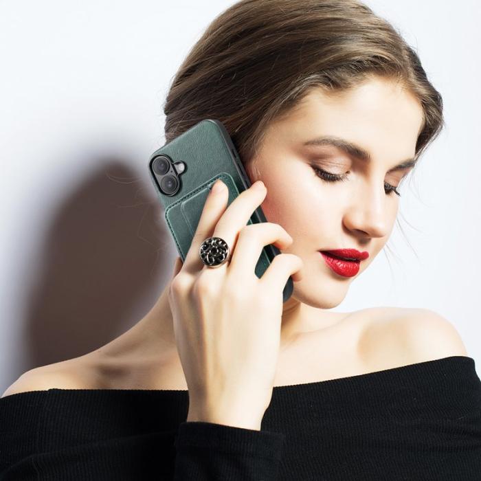 FIERRE SHANN - FIERRE SHANN 024 för iPhone 17 Fodral Äkta läder - Grön