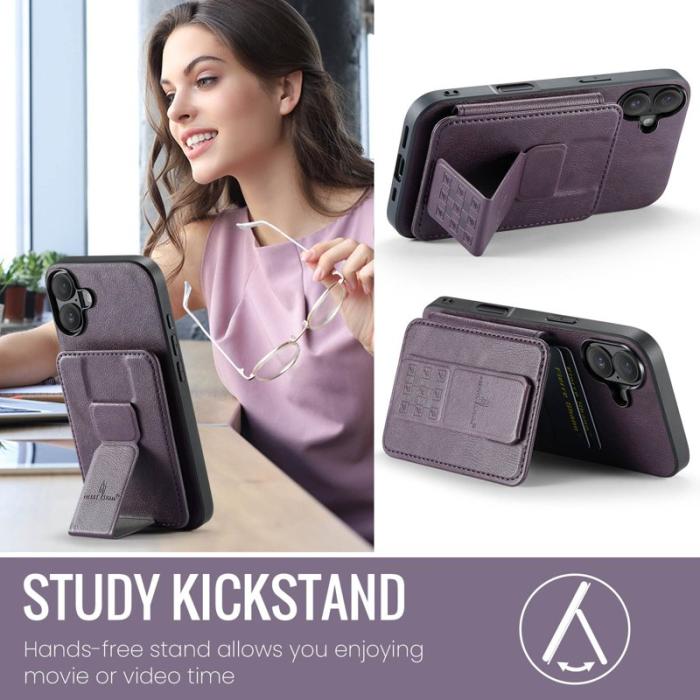 FIERRE SHANN - FIERRE SHANN 024 för iPhone 17 Fodral Äkta läder - Lila