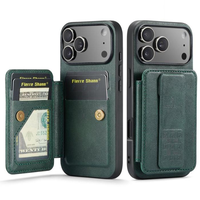 FIERRE SHANN - FIERRE SHANN 024 för iPhone 17 Pro Fodral Äkta läder - Grön