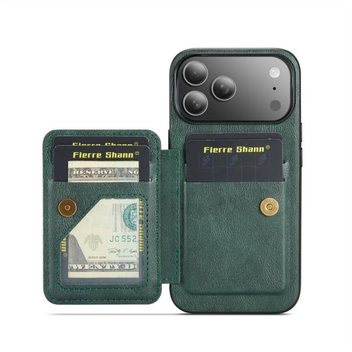 FIERRE SHANN - FIERRE SHANN 024 för iPhone 17 Pro Fodral Äkta läder - Grön