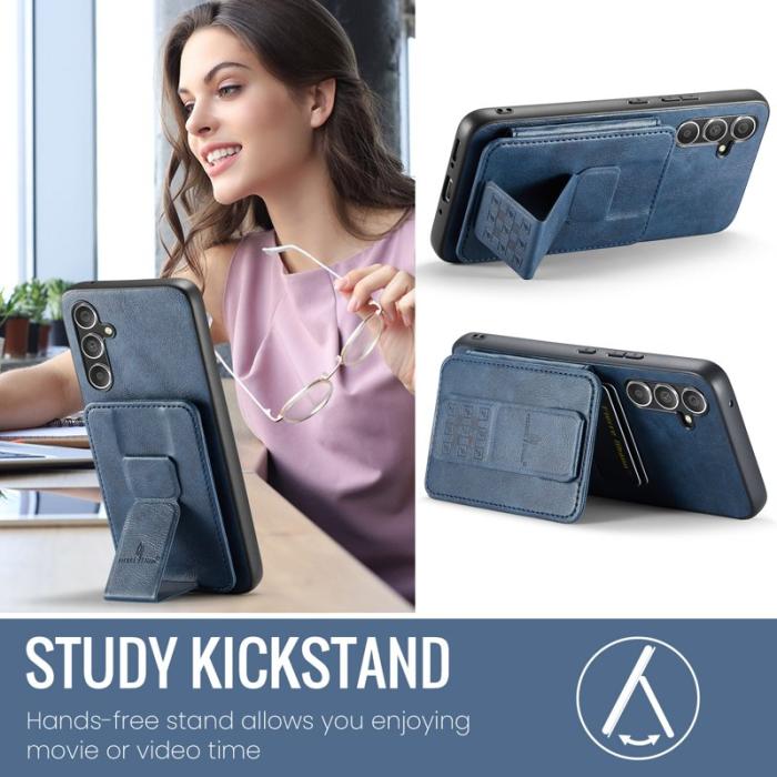 FIERRE SHANN - FIERRE SHANN 024 Fodral för Samsung Galaxy S24 FE - Äkta läder - Blå