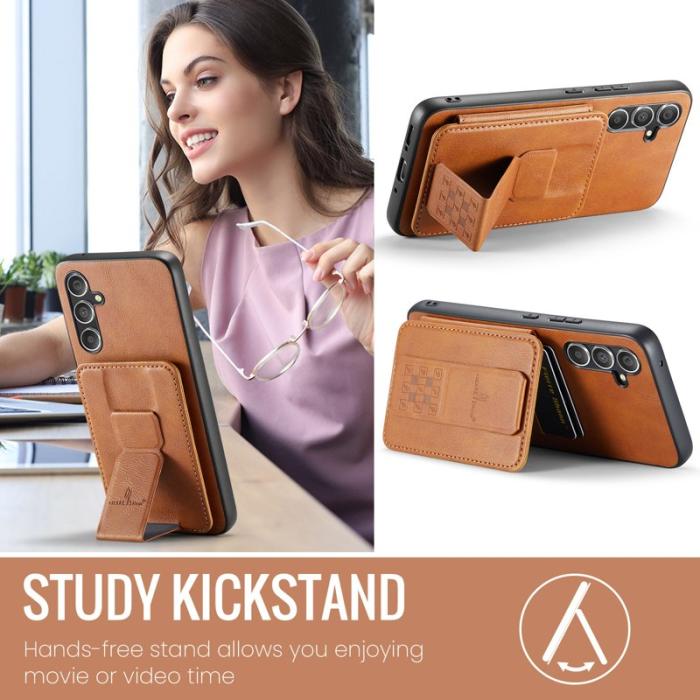 FIERRE SHANN - FIERRE SHANN 024 Fodral för Samsung Galaxy S24 FE - Äkta läder - Brun