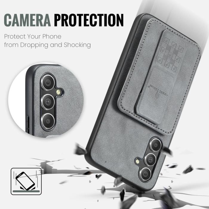 FIERRE SHANN - FIERRE SHANN 024 Fodral för Samsung Galaxy S24 FE - Äkta läder - Grå