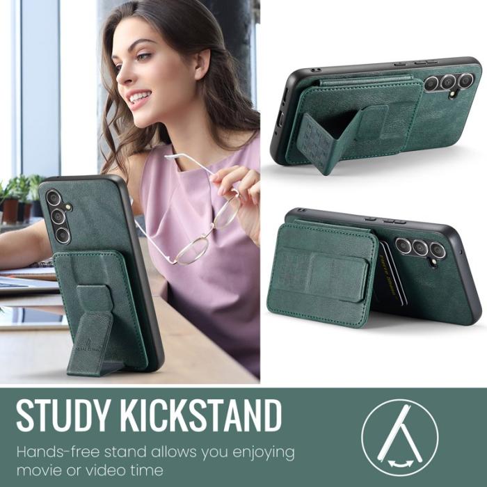 FIERRE SHANN - FIERRE SHANN 024 Fodral för Samsung Galaxy S24 FE - Äkta läder - Grön