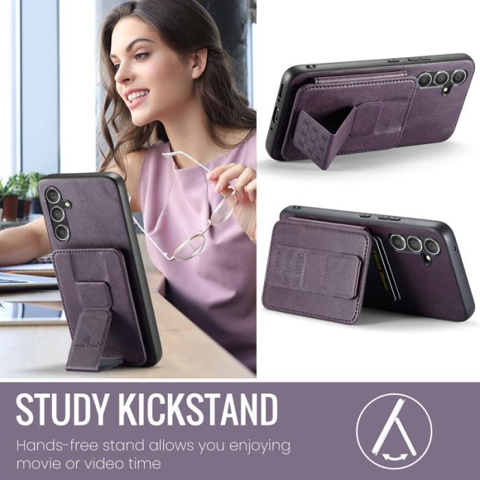 FIERRE SHANN - FIERRE SHANN 024 Fodral för Samsung Galaxy S25 Äkta läder - Lila