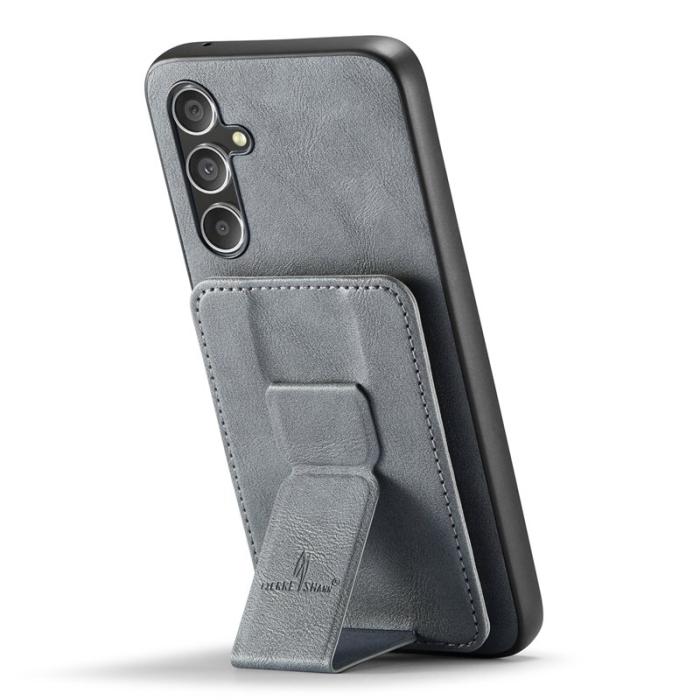 FIERRE SHANN - FIERRE SHANN 024 Fodral för Samsung Galaxy S25+ - Grå Äkta läder