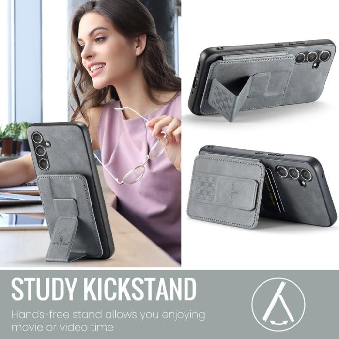 FIERRE SHANN - FIERRE SHANN 024 Fodral för Samsung Galaxy S25+ - Grå Äkta läder