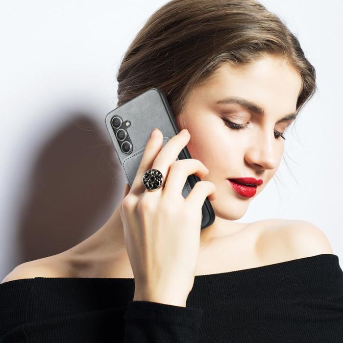 FIERRE SHANN - FIERRE SHANN 024 Fodral för Samsung Galaxy S25+ - Grå Äkta läder