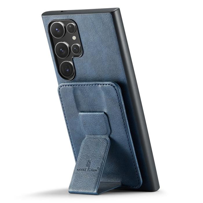 FIERRE SHANN - FIERRE SHANN 024 Fodral för Samsung Galaxy S25 Ultra - Äkta läder - Blå