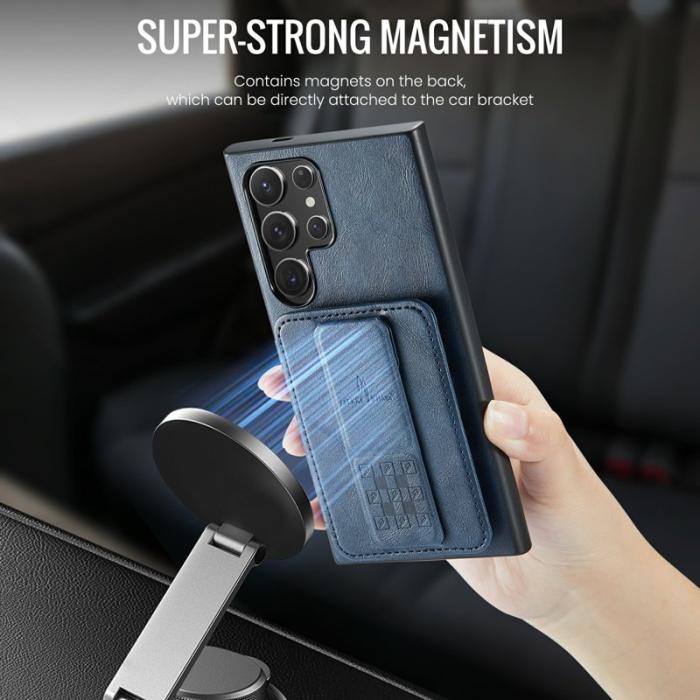 FIERRE SHANN - FIERRE SHANN 024 Fodral för Samsung Galaxy S25 Ultra - Äkta läder - Blå