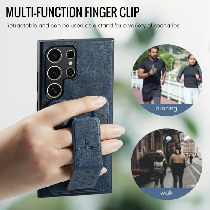 FIERRE SHANN - FIERRE SHANN 024 Fodral för Samsung Galaxy S25 Ultra - Äkta läder - Blå