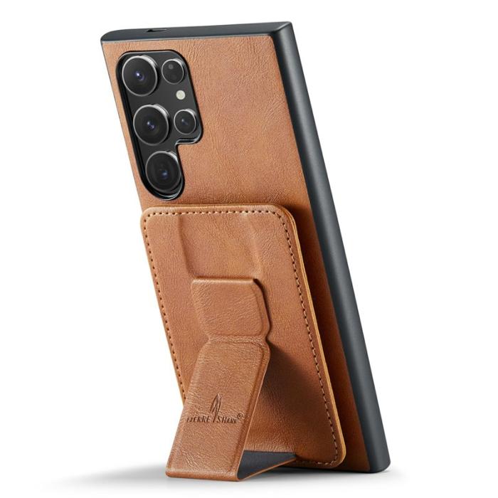 FIERRE SHANN - FIERRE SHANN 024 Fodral för Samsung Galaxy S25 Ultra - Äkta läder - Brun