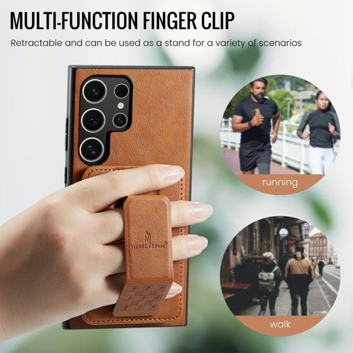 FIERRE SHANN - FIERRE SHANN 024 Fodral för Samsung Galaxy S25 Ultra - Äkta läder - Brun