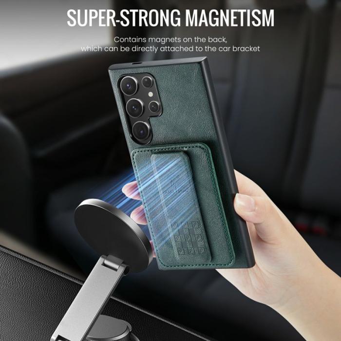 FIERRE SHANN - FIERRE SHANN 024 Fodral för Samsung Galaxy S25 Ultra - Äkta läder - Grön