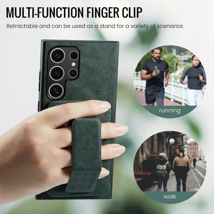 FIERRE SHANN - FIERRE SHANN 024 Fodral för Samsung Galaxy S25 Ultra - Äkta läder - Grön