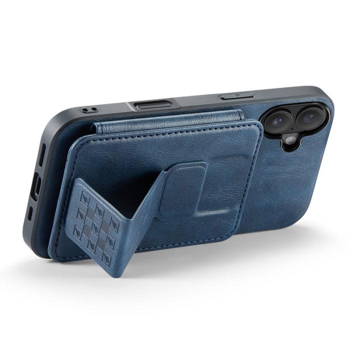 FIERRE SHANN - FIERRE SHANN 024 iPhone 16 Fodral Card Holder - Äkta läder - Blå