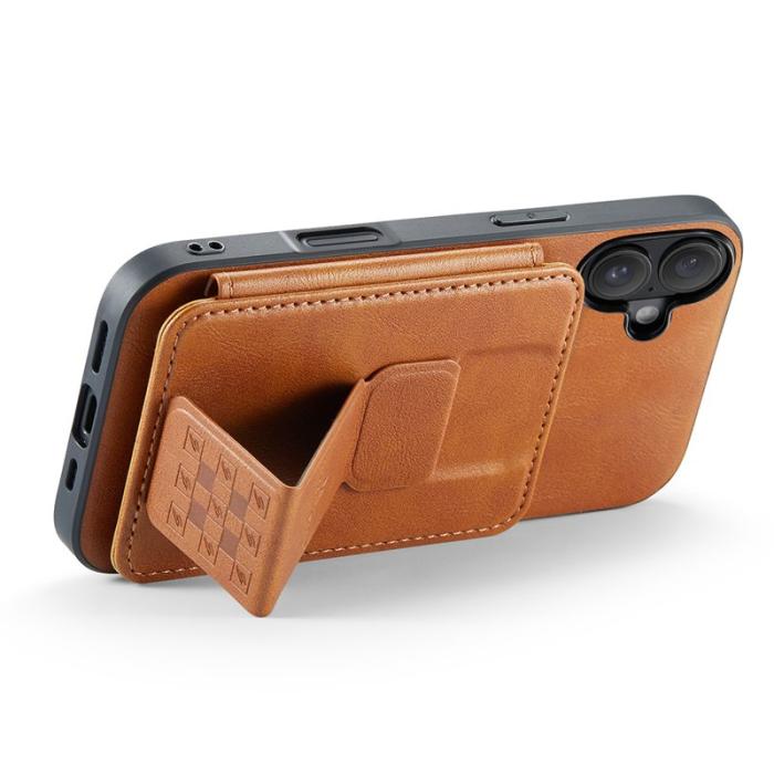 FIERRE SHANN - FIERRE SHANN 024 iPhone 16 Fodral Card Holder - Äkta läder - Brun