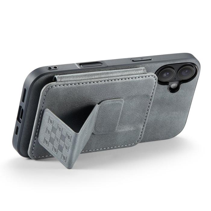 FIERRE SHANN - FIERRE SHANN 024 iPhone 16 Fodral Card Holder - Äkta läder - Grå