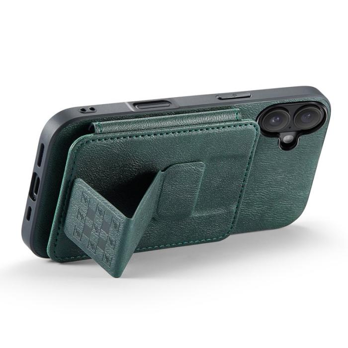 FIERRE SHANN - FIERRE SHANN 024 iPhone 16 Fodral Card Holder Äkta läder - Grön