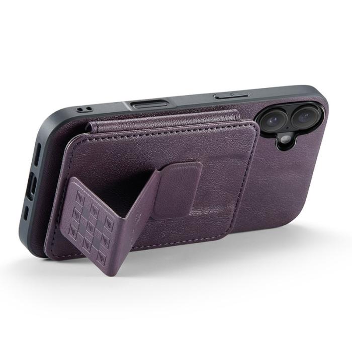 FIERRE SHANN - FIERRE SHANN 024 iPhone 16 Fodral Card Holder - Äkta läder - Lila