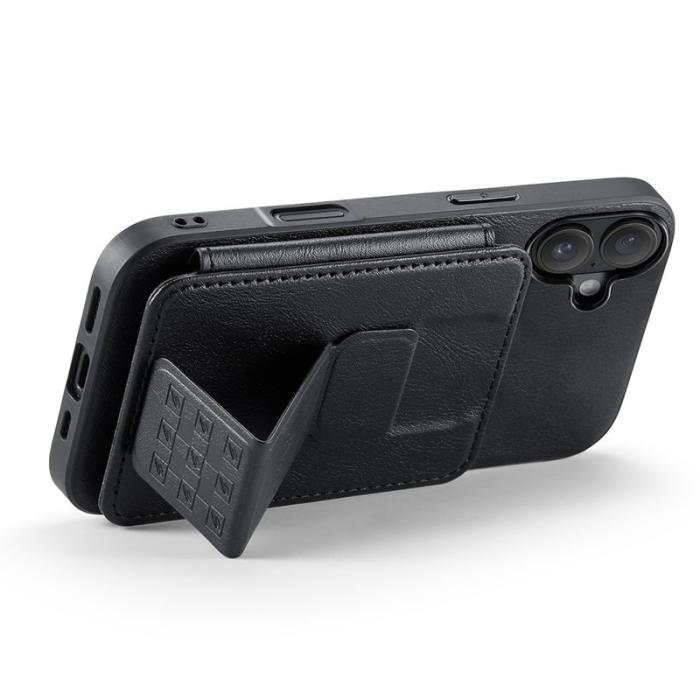 FIERRE SHANN - FIERRE SHANN 024 iPhone 16 Fodral Card Holder - Äkta läder - Svart