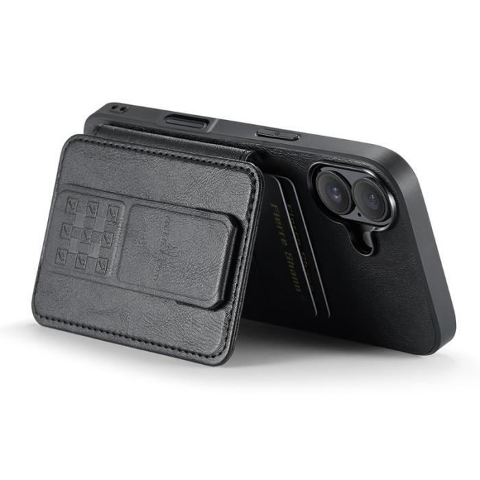 FIERRE SHANN - FIERRE SHANN 024 iPhone 16 Fodral Card Holder - Äkta läder - Svart