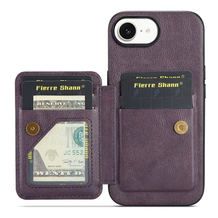 FIERRE SHANN - FIERRE SHANN 024 iPhone 16 Fodral Card Holder - Läder - Lila