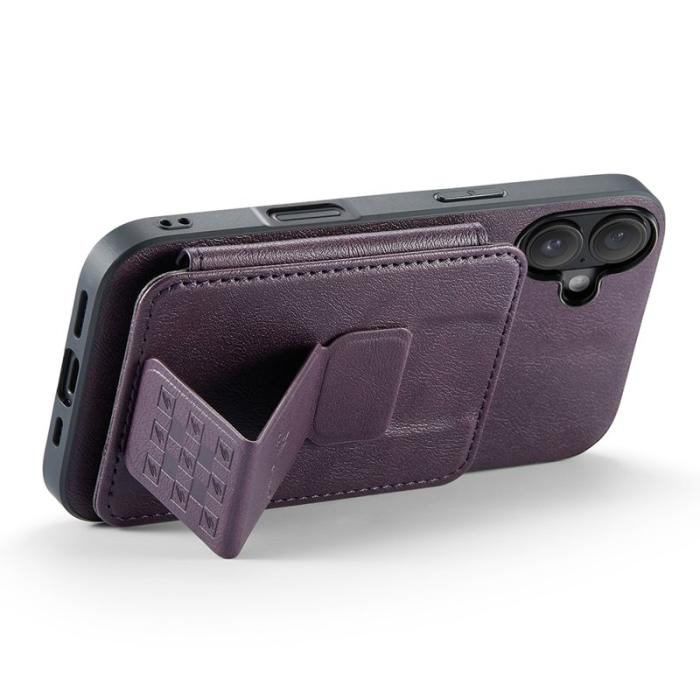 FIERRE SHANN - FIERRE SHANN 024 iPhone 16 Fodral Card Holder - Lila Waxy Läder