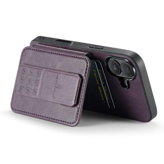 FIERRE SHANN - FIERRE SHANN 024 iPhone 16 Fodral Card Holder - Lila Waxy Läder