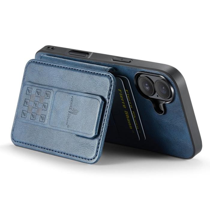 FIERRE SHANN - FIERRE SHANN 024 iPhone 16 Plus Fodral Äkta läder - Blå