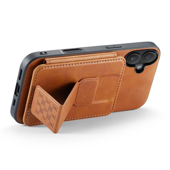 FIERRE SHANN - FIERRE SHANN 024 iPhone 16 Plus Fodral Äkta läder - Brun