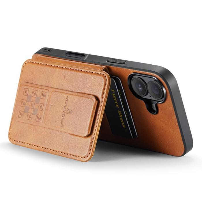 FIERRE SHANN - FIERRE SHANN 024 iPhone 16 Plus Fodral Äkta läder - Brun