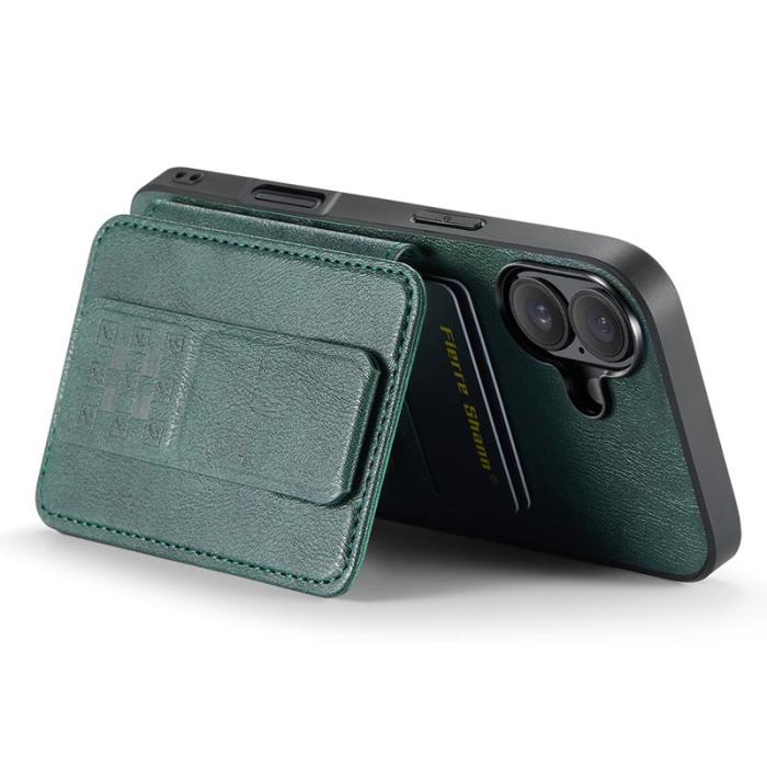 FIERRE SHANN - FIERRE SHANN 024 iPhone 16 Plus Fodral Äkta läder - Grön