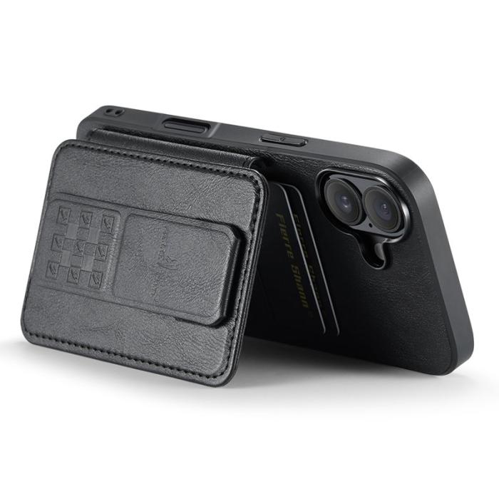 FIERRE SHANN - FIERRE SHANN 024 iPhone 16 Plus Fodral Äkta läder - Svart