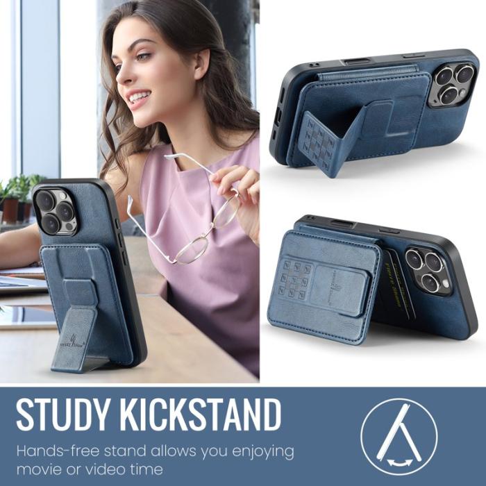 FIERRE SHANN - FIERRE SHANN 024 iPhone 16 Pro Fodral Äkta läder - Blå