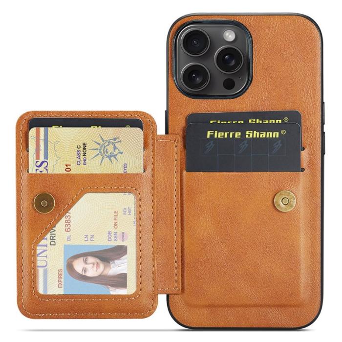 FIERRE SHANN - FIERRE SHANN 024 iPhone 16 Pro Fodral Äkta läder - Brun