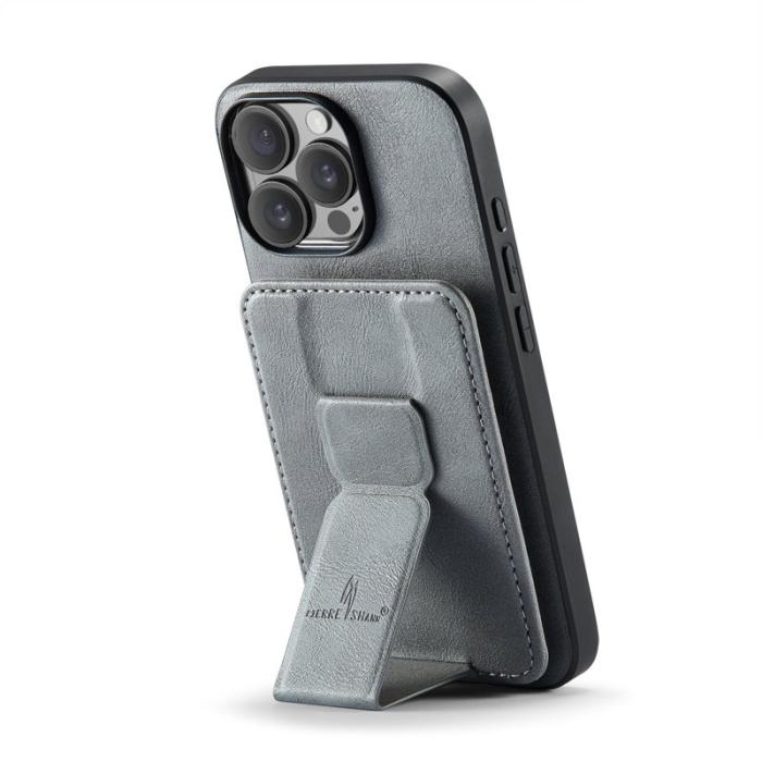 FIERRE SHANN - FIERRE SHANN 024 iPhone 16 Pro Fodral Äkta läder - Grå