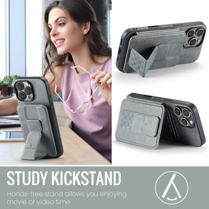 FIERRE SHANN - FIERRE SHANN 024 iPhone 16 Pro Fodral Äkta läder - Grå