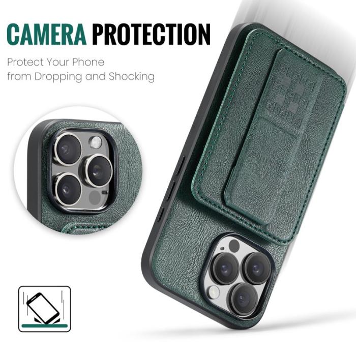 FIERRE SHANN - FIERRE SHANN 024 iPhone 16 Pro Fodral Äkta läder - Grön