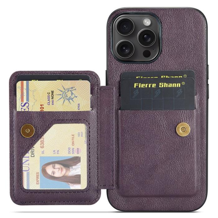 FIERRE SHANN - FIERRE SHANN 024 iPhone 16 Pro Fodral Äkta läder - Lila