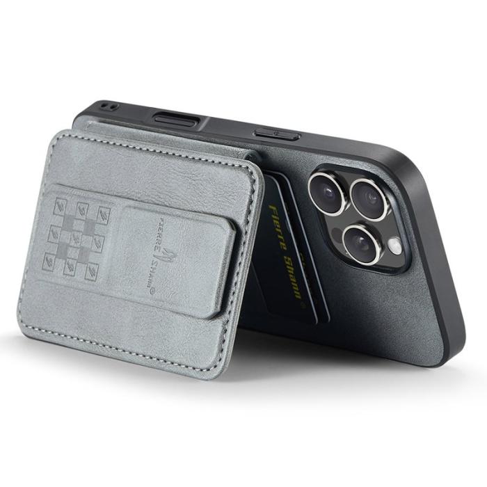 FIERRE SHANN - FIERRE SHANN 024 iPhone 16 Pro Max Fodral Äkta läder - Grå