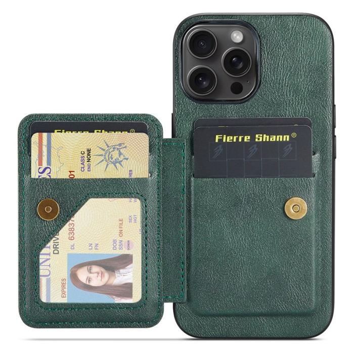 FIERRE SHANN - FIERRE SHANN 024 iPhone 16 Pro Max Fodral Äkta läder - Grön