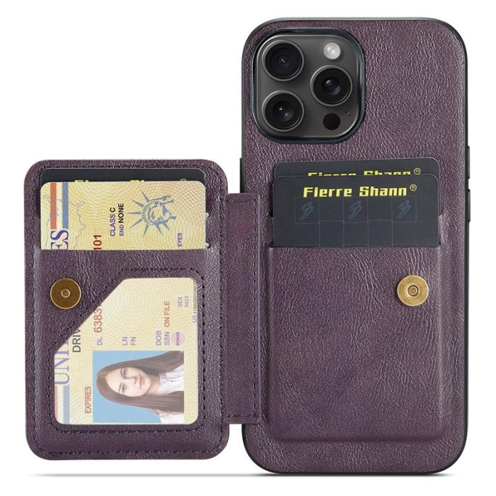 FIERRE SHANN - FIERRE SHANN 024 iPhone 16 Pro Max Fodral Äkta läder - Lila