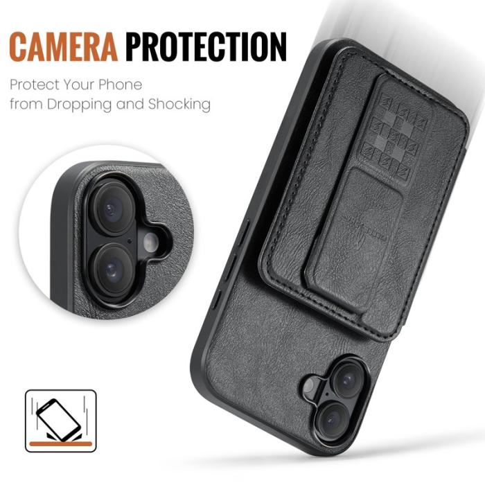 FIERRE SHANN - FIERRE SHANN 024 iPhone 17 Fodral Card Holder - Äkta läder - Svart