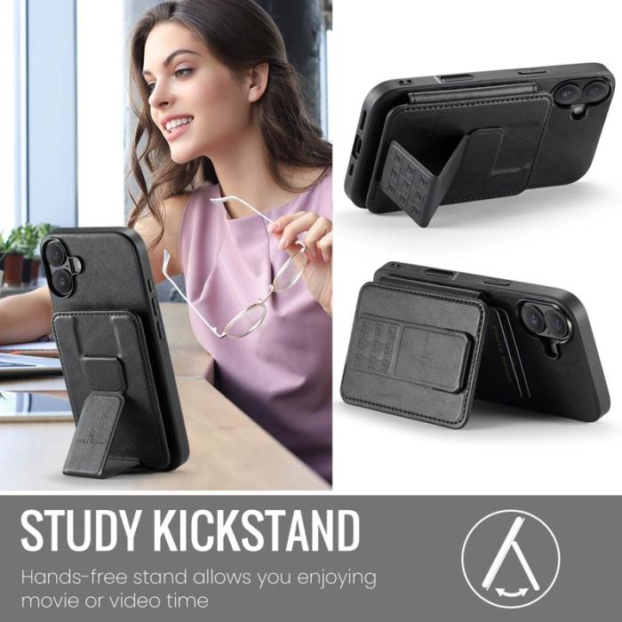 FIERRE SHANN - FIERRE SHANN 024 iPhone 17 Fodral Card Holder - Äkta läder - Svart