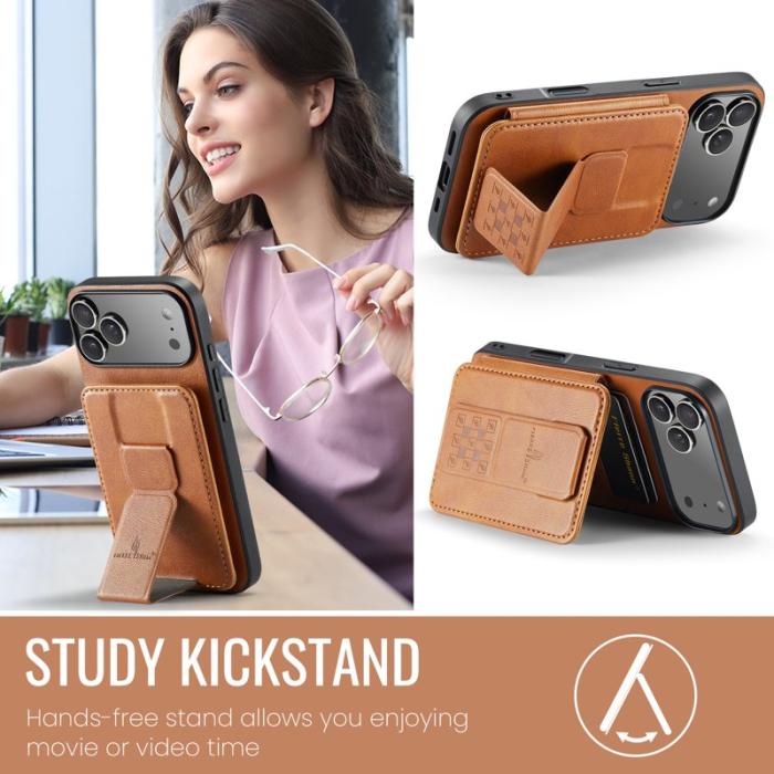 FIERRE SHANN - FIERRE SHANN 024 iPhone 17 Pro Fodral Äkta läder - Brun