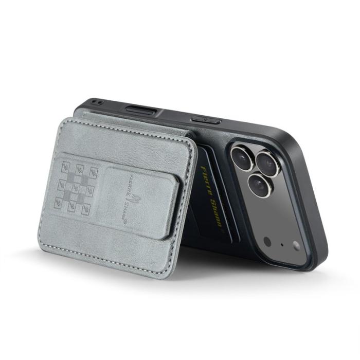 FIERRE SHANN - FIERRE SHANN 024 iPhone 17 Pro Fodral Äkta läder - Grå