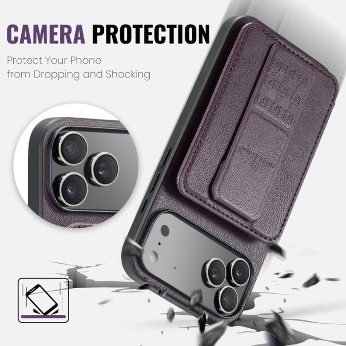 FIERRE SHANN - FIERRE SHANN 024 iPhone 17 Pro Fodral Äkta läder - Lila